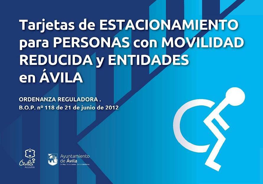folleto tarjeta de estacionamiento para personas con movilidad reducida y entidades de Ávila
