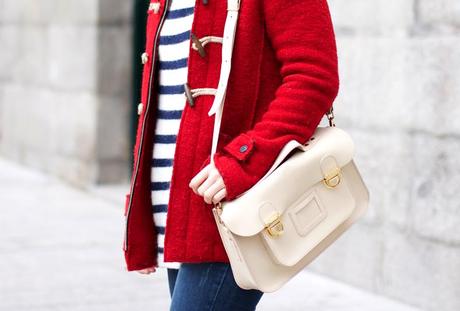 Duffle Coat & Striped Sweater