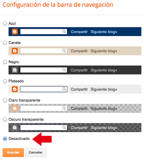 Quitar barra de arriba de blogger navbar