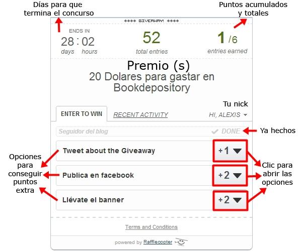 Cómo usar Rafflecopter al participar en un concurso