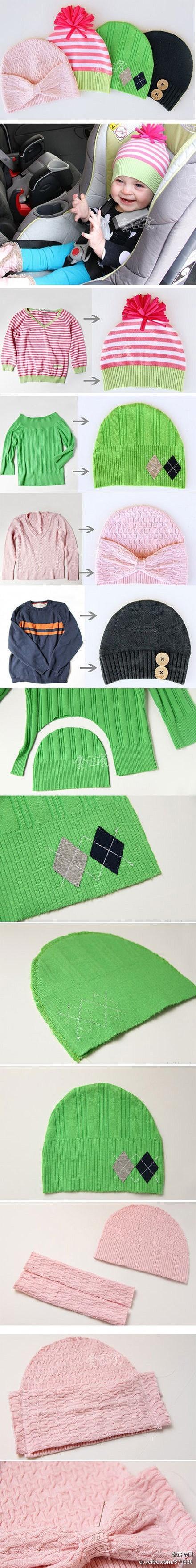 Gorros con jerseys reciclados