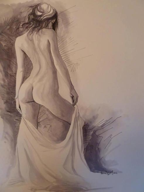 Ligne de femme, encreud'chine sur canson 65X50 by Vincent Tessier for Tony Cantero Suárez