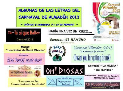 Letras Carnaval de Almadén 2013