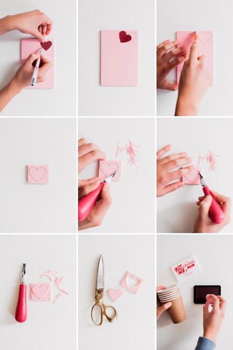 paso a paso Cómo hacer sellos de goma para San Valentín