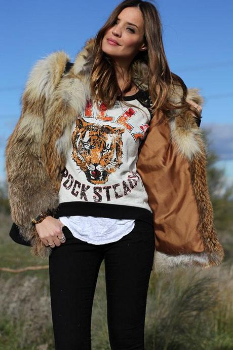 print and studded hoodie