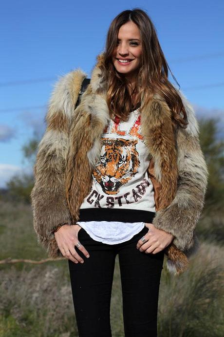 print and studded hoodie