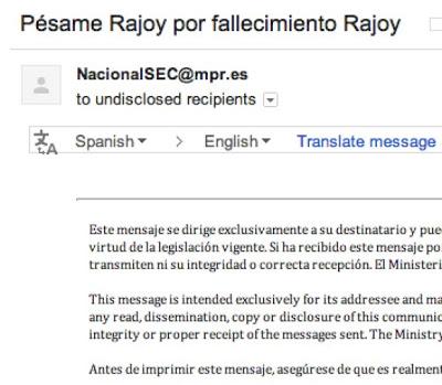 pésame por fallecimiento de Mariano Rajoy