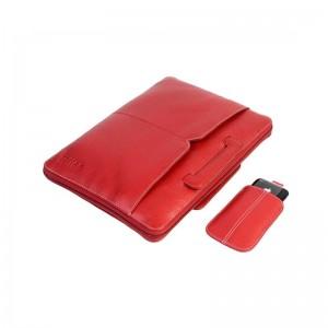 MacBook funda de cuero rojo