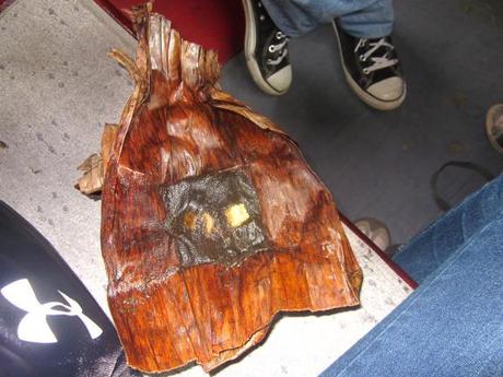 Probar comida nueva A quitarle todas las hojas de bambú, apareció esto. ¿Alguna idea más clara de lo que podría ser? Yo, en este momento, estaba más perdida que al principio