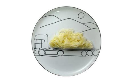 plato con camión dibujado plato con camión Platos con dibujos