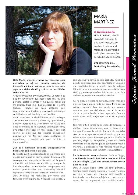 Estamos en Portada para RomanTica'S nº 22 con María Martínez, la gran apuesta de B de Blok