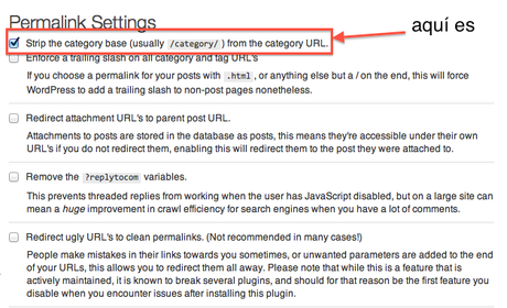 permalinks SEO para Categorías en WordPress