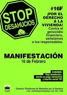 El 16-F tenemos una cita por el Derecho a la Vivienda y contra este intolerable Genocidio Financiero