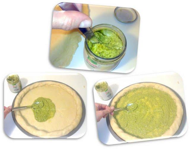 Rolling pizza pesto con setas y rúcula