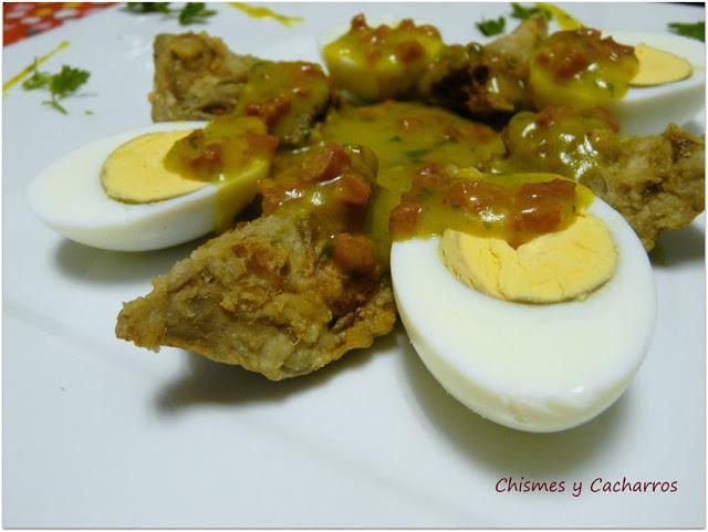 Huevos Duros en Salsa Verde con Alcachofas