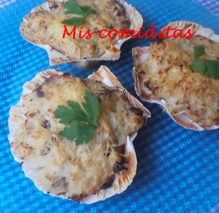 CONCHAS DE PESCADO GRATINADAS