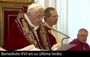 Última ‘Lectio’ de Benedicto XVI