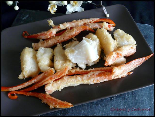 Tempura de Bacalao y Pimientos rojos