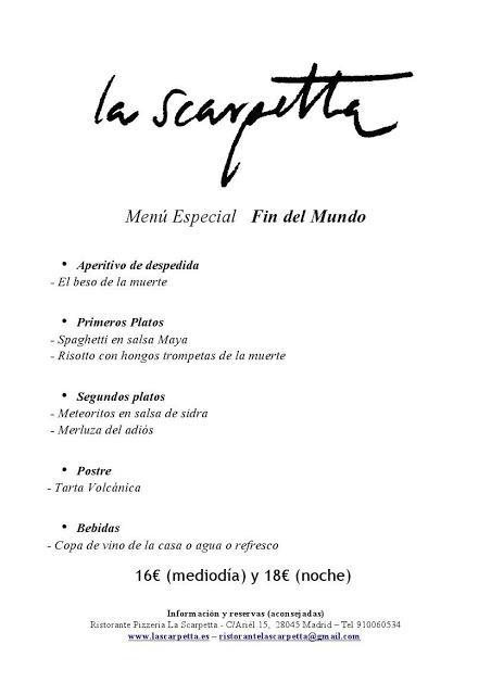 La última cena: Un menú para el fin del mundo