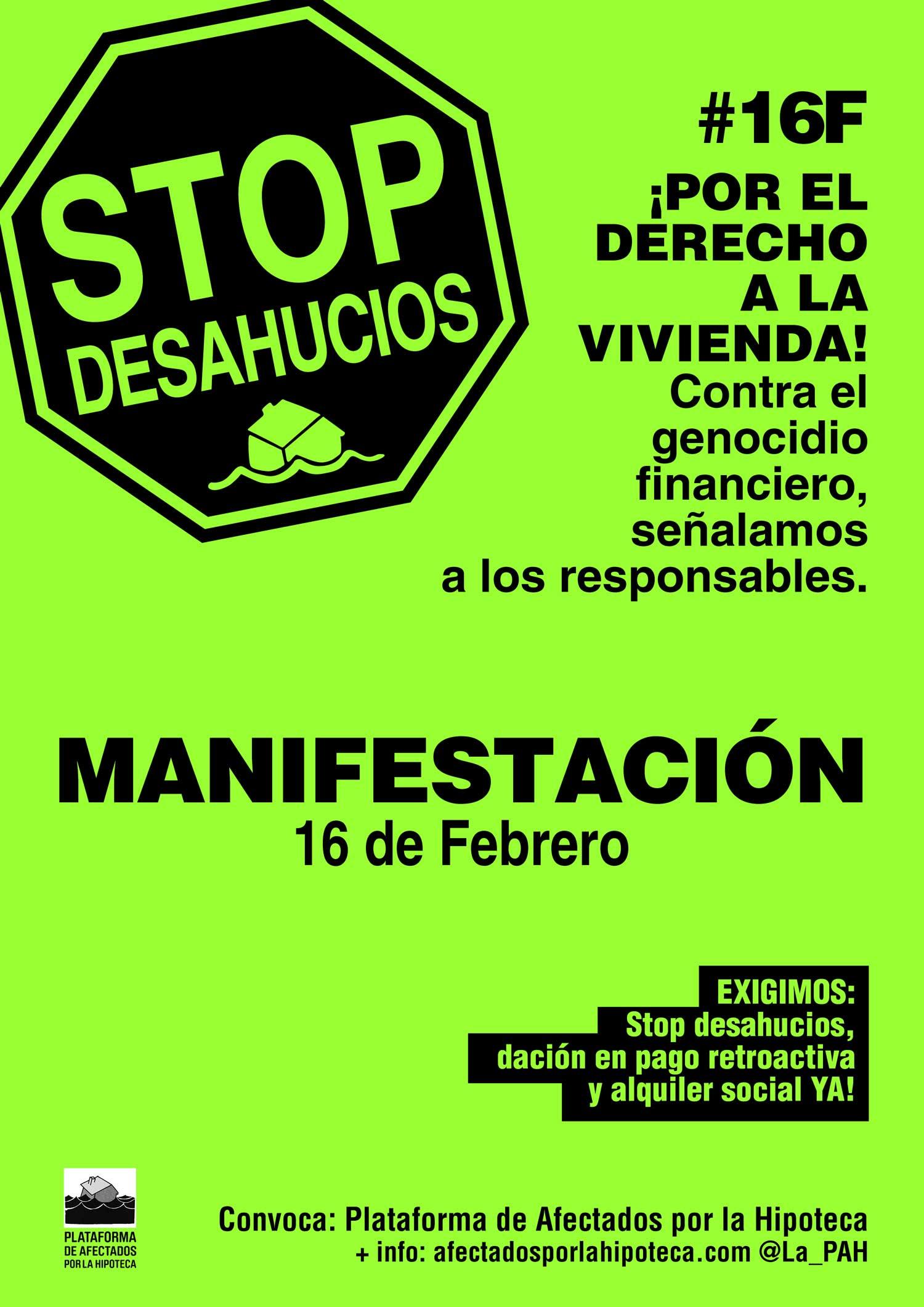 #YoVoy16F, Manifestación por la PAH