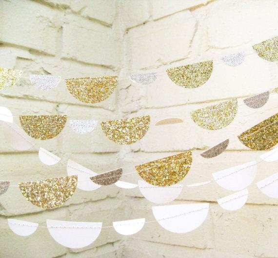 The Petite Glam Scallop Garland, Wedding Garland, Gold, Silver, Glitter, Wedding Shower, Baby Shower, Birthday Decoration