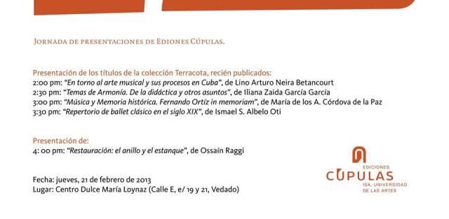 Los invitamos a la ¨Jornada de presentaciones de Ediciones Cúpulas¨