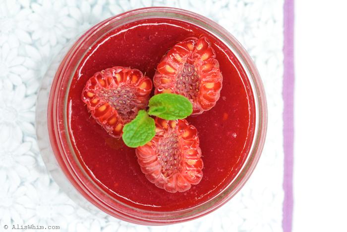 Japanese pearls with raspberries