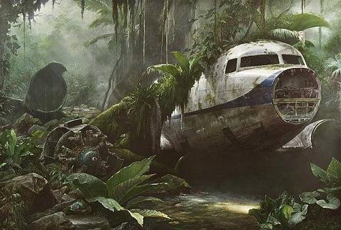 Jonathan Wateridge - Jungle Scene with Plane Wreck