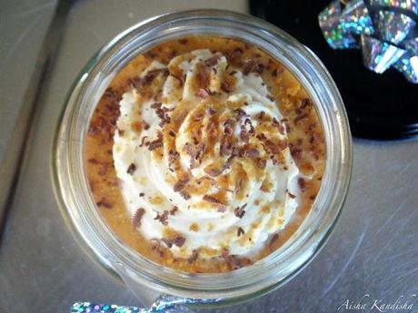 LAYERED TANGERINE PUMPKIN PIE EN BOTE Y SIN HORNO, o lo que es lo mismo, PASTEL DE CALABAZA Y MANDARINA EN CAPAS, EN BOTE Y SIN HORNO