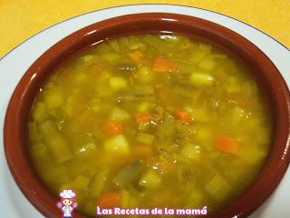 Receta de sopa de verduras