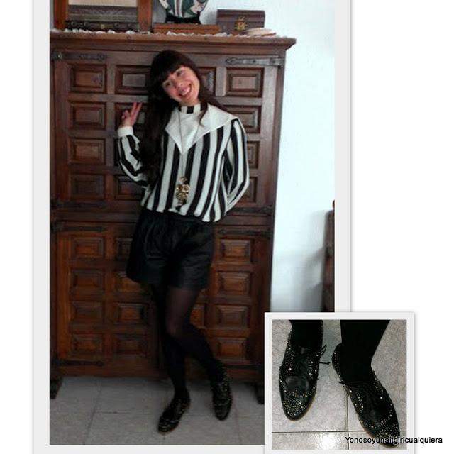 look of the day leather shorts  stripes working outfit