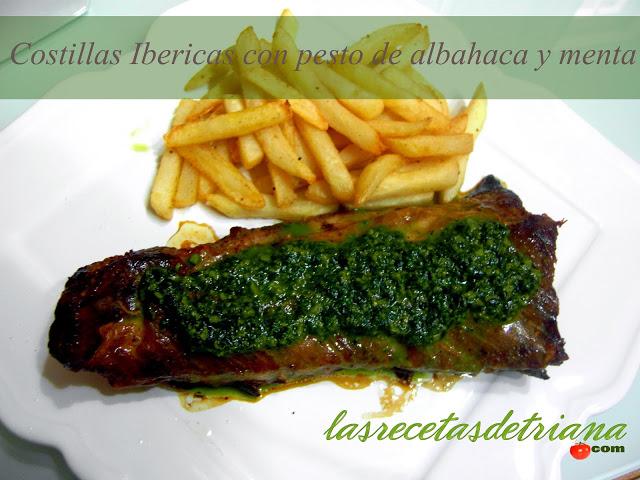 Costillas Ibéricas con pesto de albahaca y menta