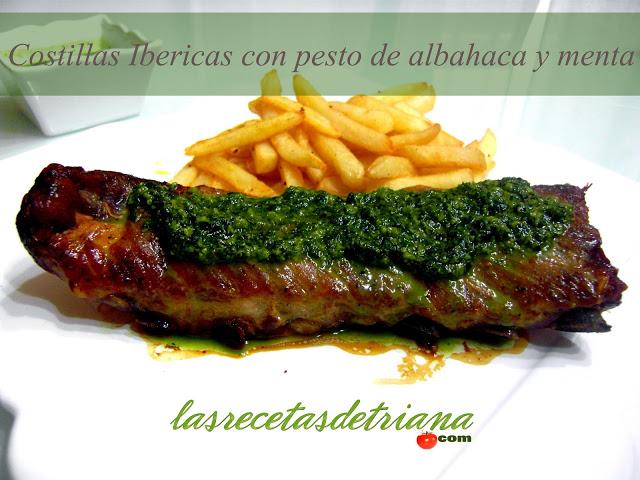 Costillas Ibéricas con pesto de albahaca y menta