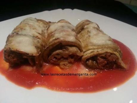 Canelones de berenjena y carne picada