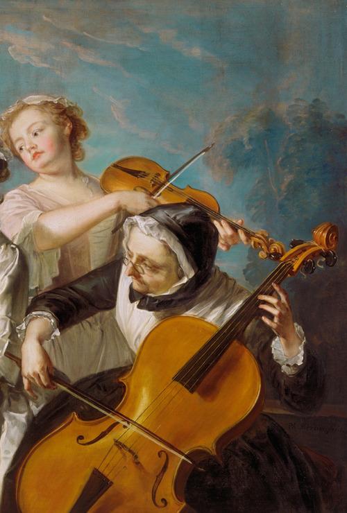 allegroassai:  Philippe Mercier. Detail from The Sense of Hearing, 18th Century. 