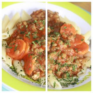 pasta con lentejas / Linsen-Pasta