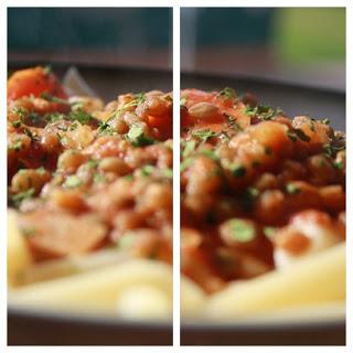 pasta con lentejas / Linsen-Pasta