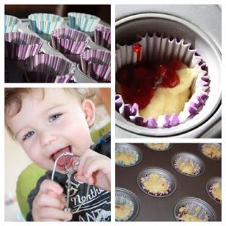 magdalenas de pera y arándanos rojos / Birnen-Preiselbeer-Muffins