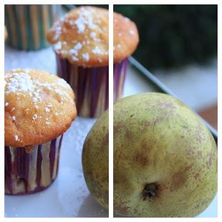 magdalenas de pera y arándanos rojos / Birnen-Preiselbeer-Muffins