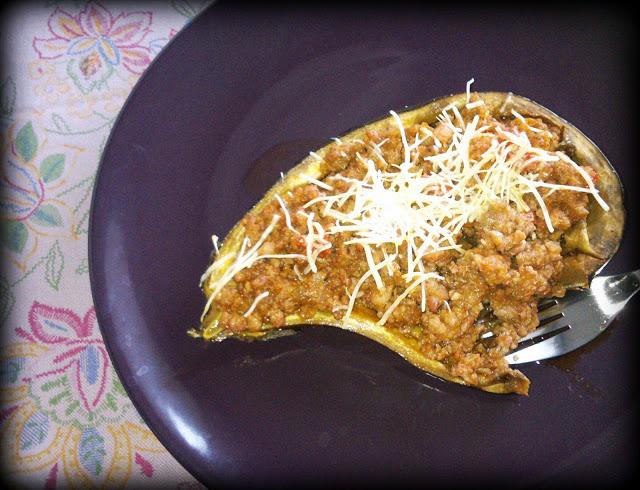 Berenjenas rellenas de carne y sobrasada