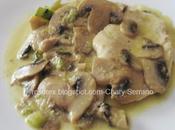 Pechuga pollo champiñones, apio salsa yogur
