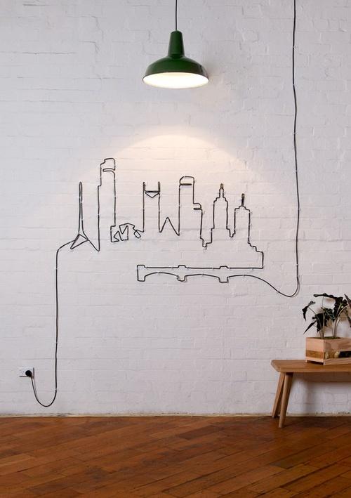 DIY: Dibuja siluetas con el cable textil de una lámpara