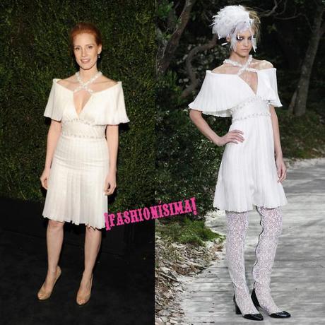 jessica chastain chanel pre oscar dinner party haute couture ss13