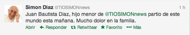 Falleció de un derrame cerebral , el hijo menor de Simón Díaz
