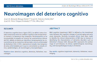 Neuroimagen del deterioro cognitivo - Boleaga-Durán y col.