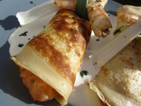Crepes de langostinos