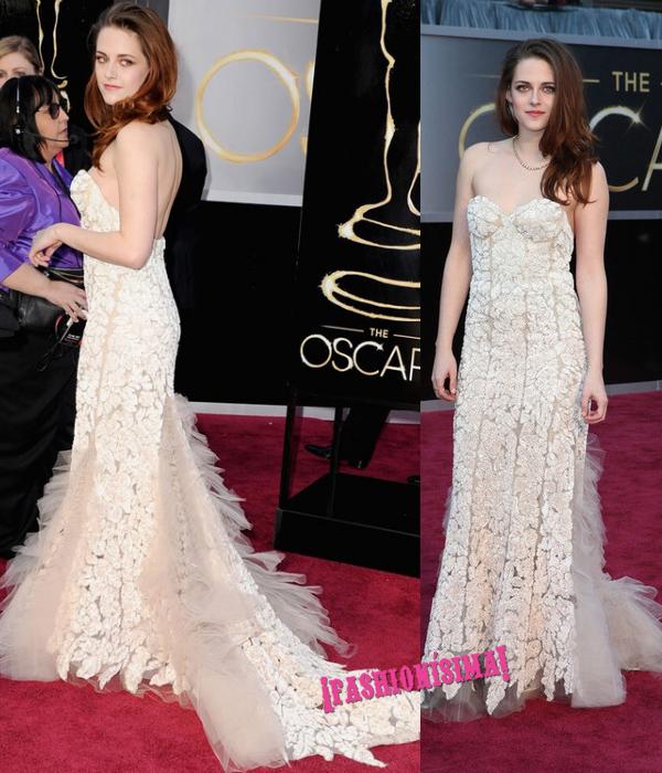 kristen stewart alfombra roja oscars 2013 vestido reem acra muletas