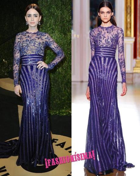 Lily Collins de Zuhair Murad en la after party de los Oscars 2013 de Vanity Fair