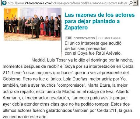 Noticia de los que hoy acusa a los actores de permanecer en silencio frente a Zapatero