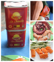 SALTEADO DE PULPO Y LANGOSTINOS EN CRUJIENTE DE BATATA   AL AROMA LA CHINATA